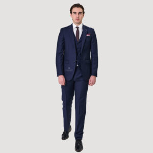 Savile Row Abram Pure Merino Wool Pin Stripe Suit Two Piece Navy SW7