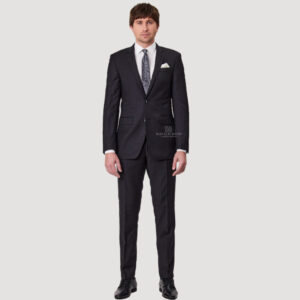 Savile Row Abram Pure Merino Wool Travel Suit Two Piece Charcoal D5