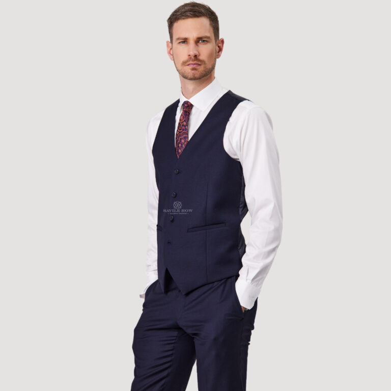 Savile Row Abram Pure Merino Wool Travel Suit Two Piece Navy D7 - Image 2