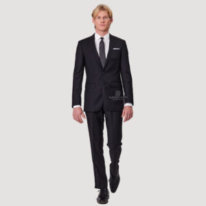 Savile Row Abram Pure Merino Wool Travel Suit Two Piece Black D9