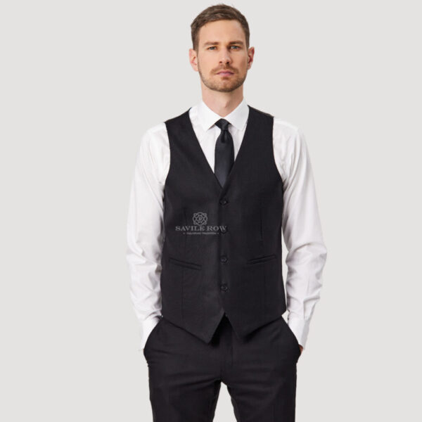 Savile Row Jed Tasmanian Pure Wool Suit Black X9 - Image 4