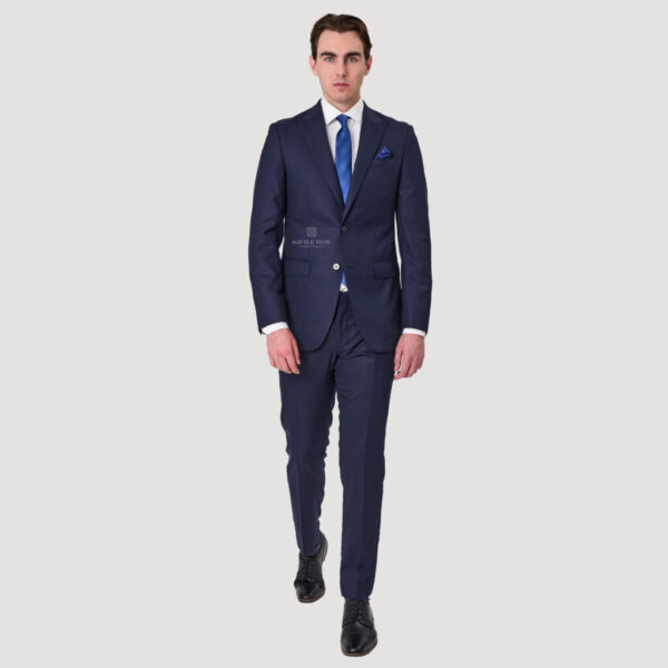 Savile Row Jed X7 Tasmanian Pure Wool Suit  Navy - Image 5